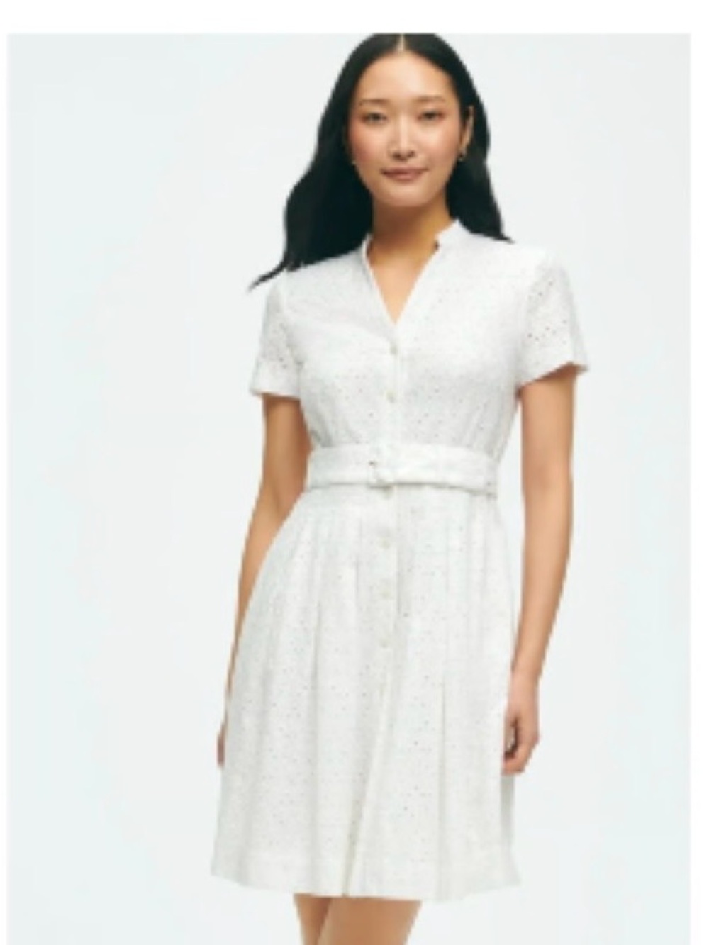 NWOT Brooks Brothers White Eyelet Belted Dress